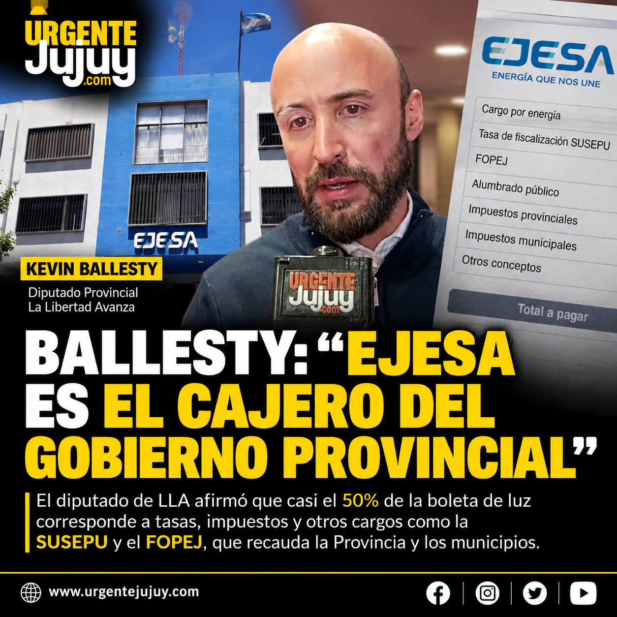 Ballesty apuntó contra EJESA: “Sigue funcionando como cajero del Gobierno provincial”